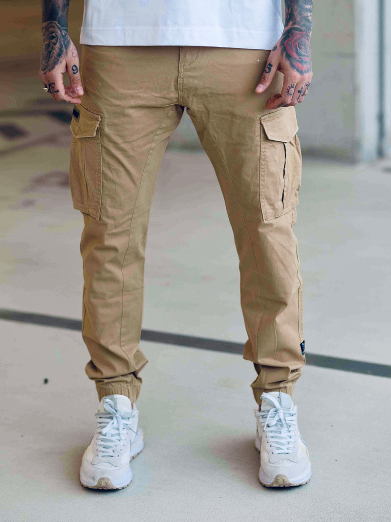 SCAPEGRACE RELAXED TAN BAIGE CARGO PANTS