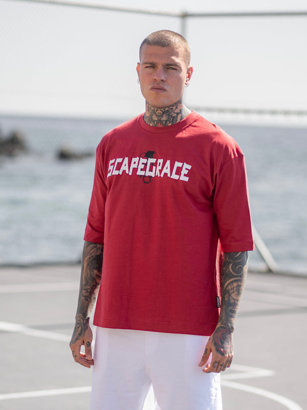 SCAPEGRACE TAPED LOGO T-SHIRT - RED APPLE