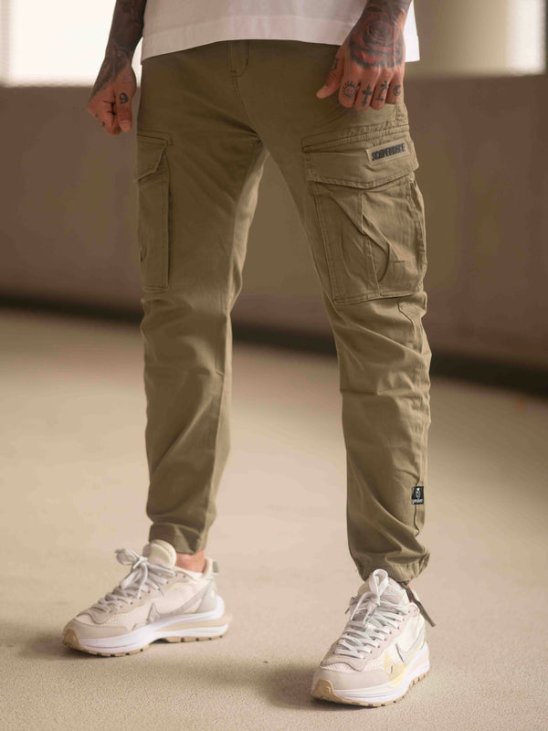 SCAPEGRACE REGULAR SAND KHAKI CARGO PANTS