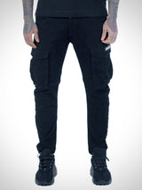 SCAPEGRACE REGULAR BLACK CARGO PANTS