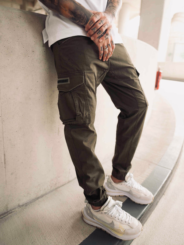 SCAPEGRACE RELAXED DARK KHAKI CARGO PANTS